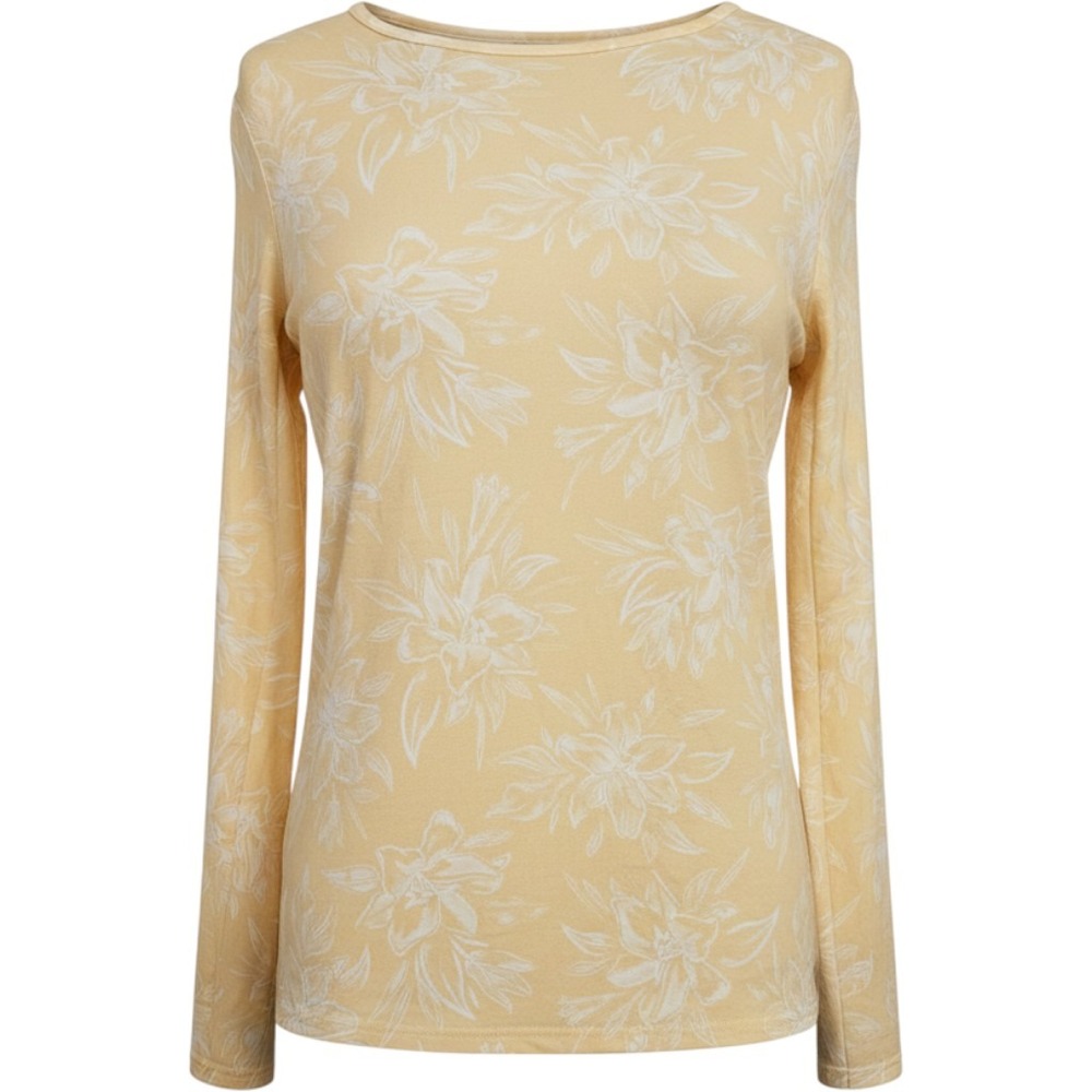 New Hang Ten Yellow Floral UPF 50+ Sun Shirt Long Sleeve Zip Pocket Sz S Coastal